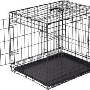 Amazon Basics - Durable,Foldable Metal Wire Dog Crate with Tray, Double Door, 42 x 28 x 30 in, Black