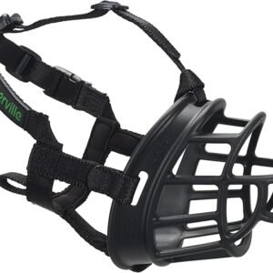 Baskerville ULTRA Muzzle - Patented Humane Design, Breathable, Dog can Pant and Drink, Adjustable, Padded, Dog Training Muzzle for Small Dogs, Prevents Biting, Wildlife Scavenging (Size 1, Black)