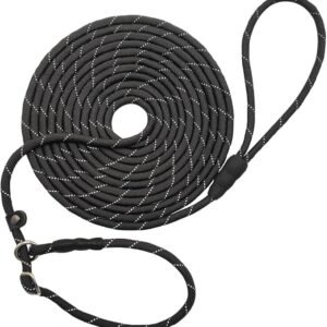 BTINESFUL 10FT / 15FT / 20FT Slip Lead Dog Leash, Reflective 1/3” Rope Leash Long Training Lead for Small Medium Dogs