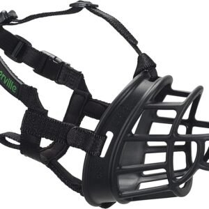 Baskerville ULTRA Muzzle – Patented Humane Design, Breathable, Dog can Pant and Drink, Adjustable, Padded, Dog Training Muzzle for Small Dogs, Prevents Biting, Wildlife Scavenging (Size 2, Black)
